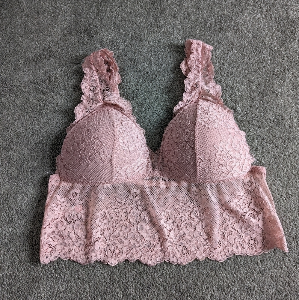 Rose + Vine pink lace bralette bra Size Large Xlarge